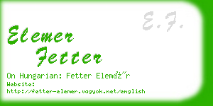 elemer fetter business card